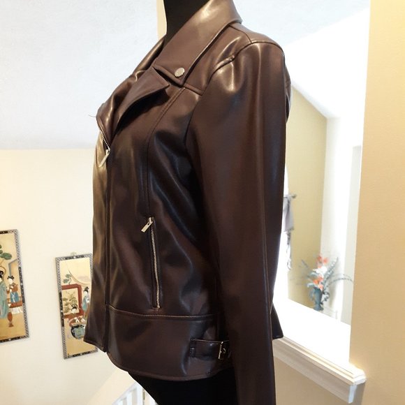 Tommy Hilfiger Jackets & Blazers - NWT Brown Faux Leather Moto Tommy Hilfiger Soft M